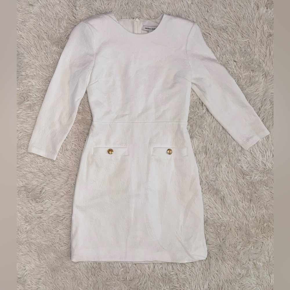 NWOT Veronica Beard $548 Channing Jacquard Sheath Dress White Sz 8 - Picture 2 of 6